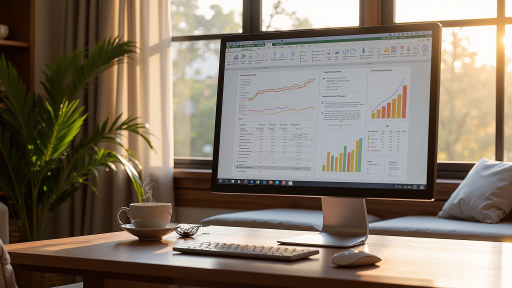 数据采集场景，显示电脑屏幕上有自动化工具正在运行，采集网页上的表格数据，旁边有U盘图标，背景为明亮的办公室环境